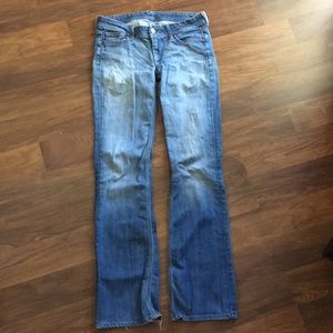 7 for all mankind distressed 27 straight jeans